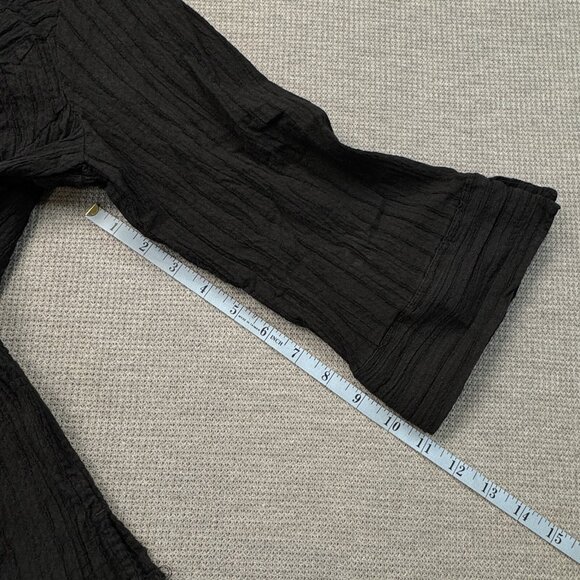 Faded Glory Womens Black Pearl Snap Blouse 3/4 Sleeve Stretch Plus Size 16W - Picture 11 of 13